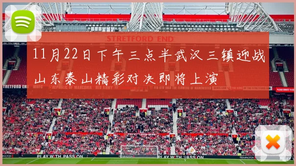 11月22日下午三点半武汉三镇迎战山东泰山精彩对决即将上演